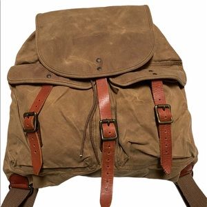 Vintage J Crew Drawstring Waxed Canvas Backpack
